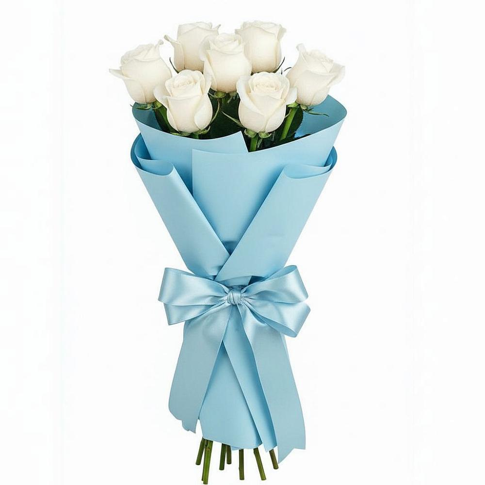 Букет 7 белых роз Проуд в Спасском Ставропольской области