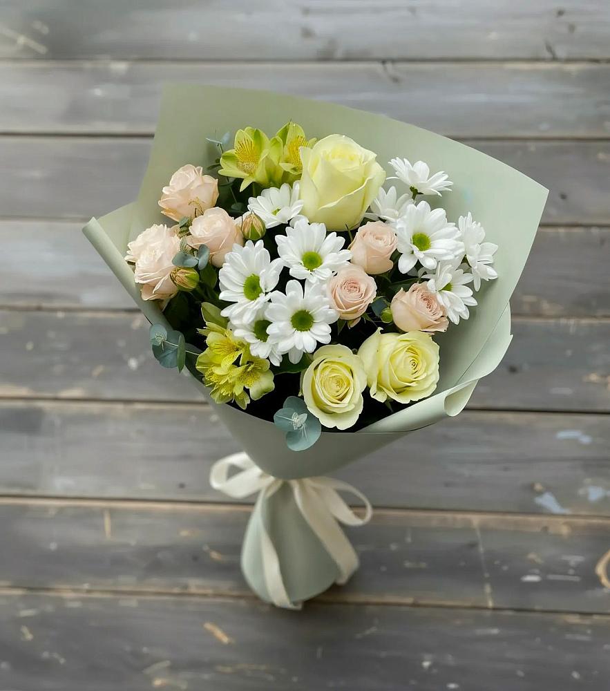 Букет цветов из: Альстромерии, Розы и Хризантемы в Спасском Ставропольской области