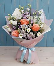 Букет цветов из:  Лизиантусы, Розы, Альстромерии и Гипсофила #REPLACE_PRED# Спасском Ставропольской области