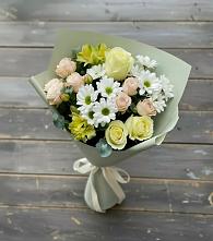 Букет цветов из:  Альстромерии, Розы и Хризантемы в Спасском Ставропольской области
