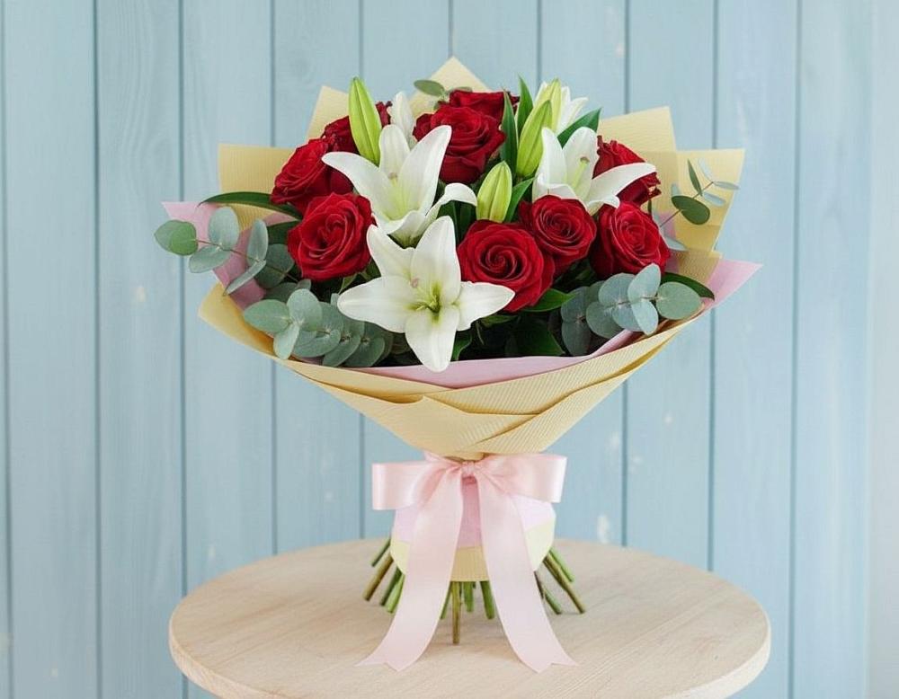 Букет цветов из: Лилии и Розы в Спасском Ставропольской области